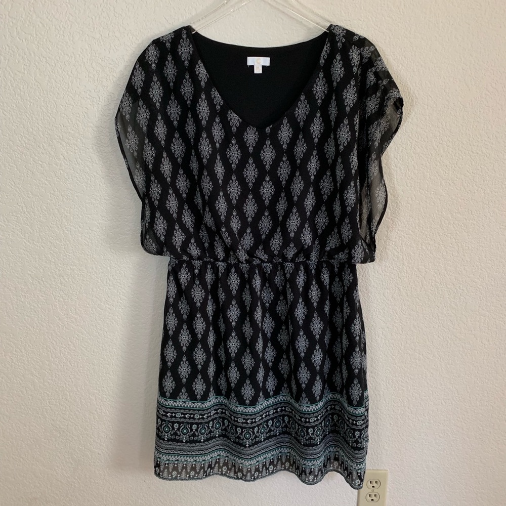 Black & green printed dress, size XL